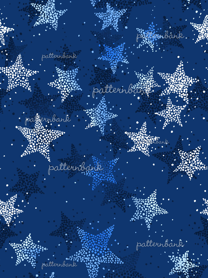 Blue and White Dotted Stars by Katerina Gri Seamless Repeat Royalty ...