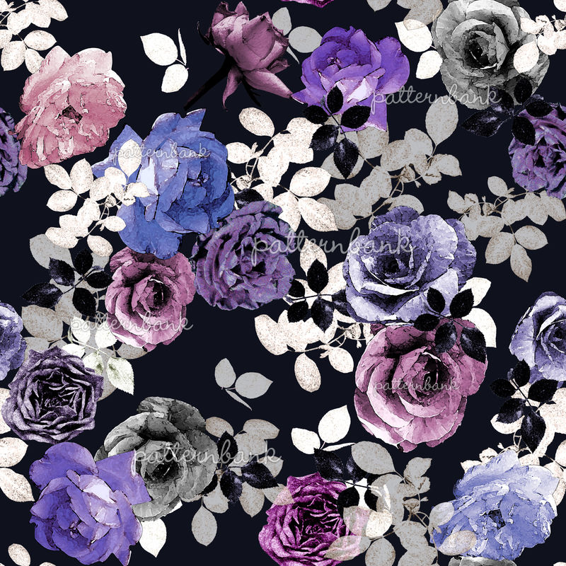 Inverted Textured Roses by Shveta Maini Seamless Repeat Royalty-Free ...