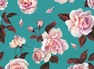 Hand Painted Roses by Elmira Amirova Seamless Repeat Royalty-Free Stock ...
