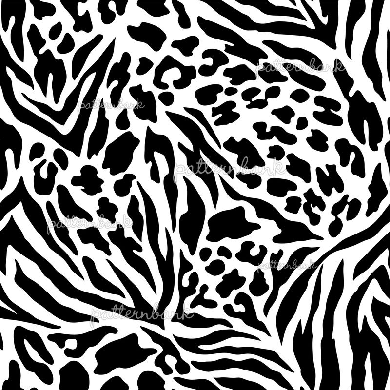 Black and White Leopard Zebra Mix Seamless Pattern Design, Vector ...
