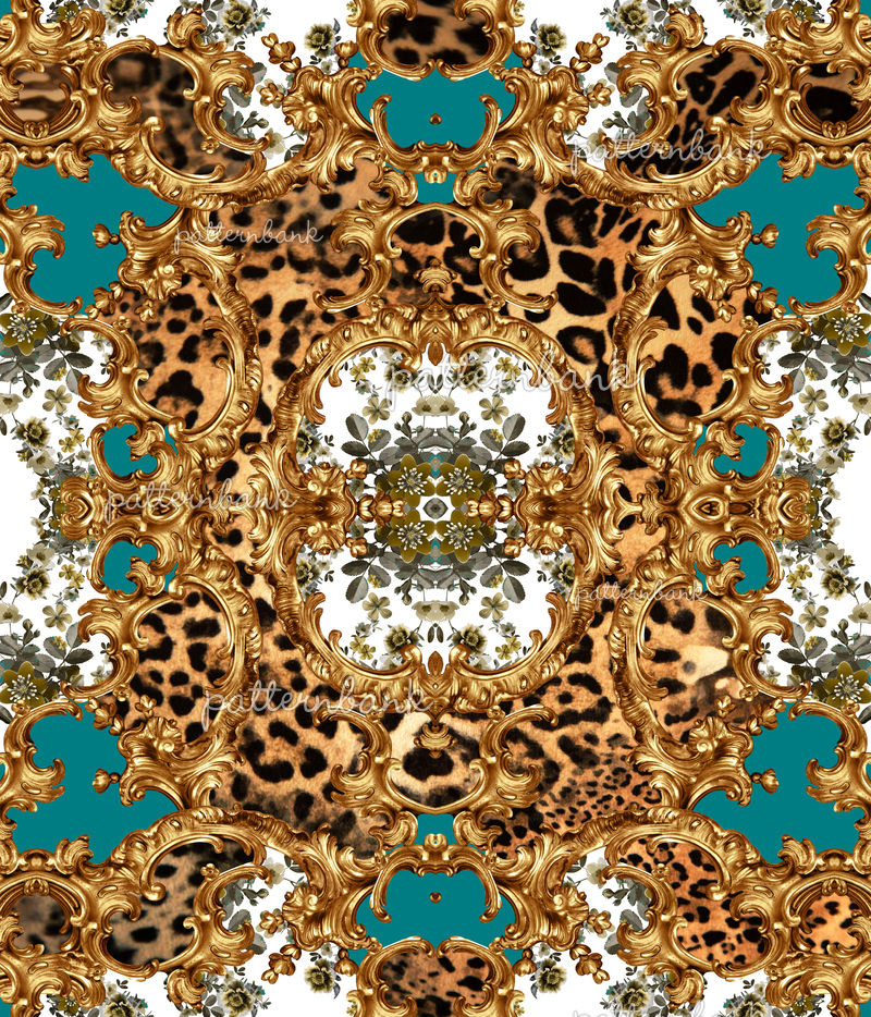 Baroque & Leopard by yalcin kesen Seamless Repeat Royalty-Free Stock ...