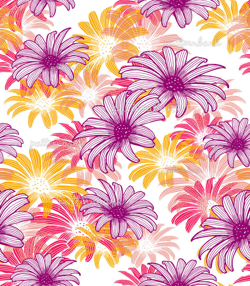 CLJL00403c Hand Drawn Daisy in Purple, Pink and Orange Tones. by ...