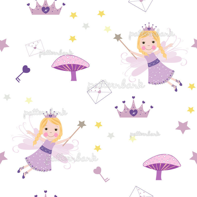 Cute Fairytale Pattern With Stars, Mushroom and Magic Wand Pattern by ...
