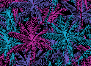 CLJL00825D Hand Drawn Tropical Overlapping Palm Trees in Purple, Pink ...