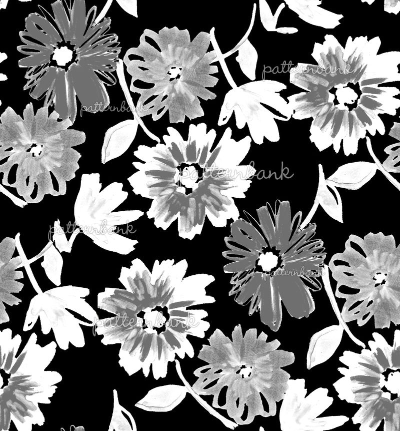 CLJL00945e Watercolor Arrangement of Flowers in Black and White. by ...
