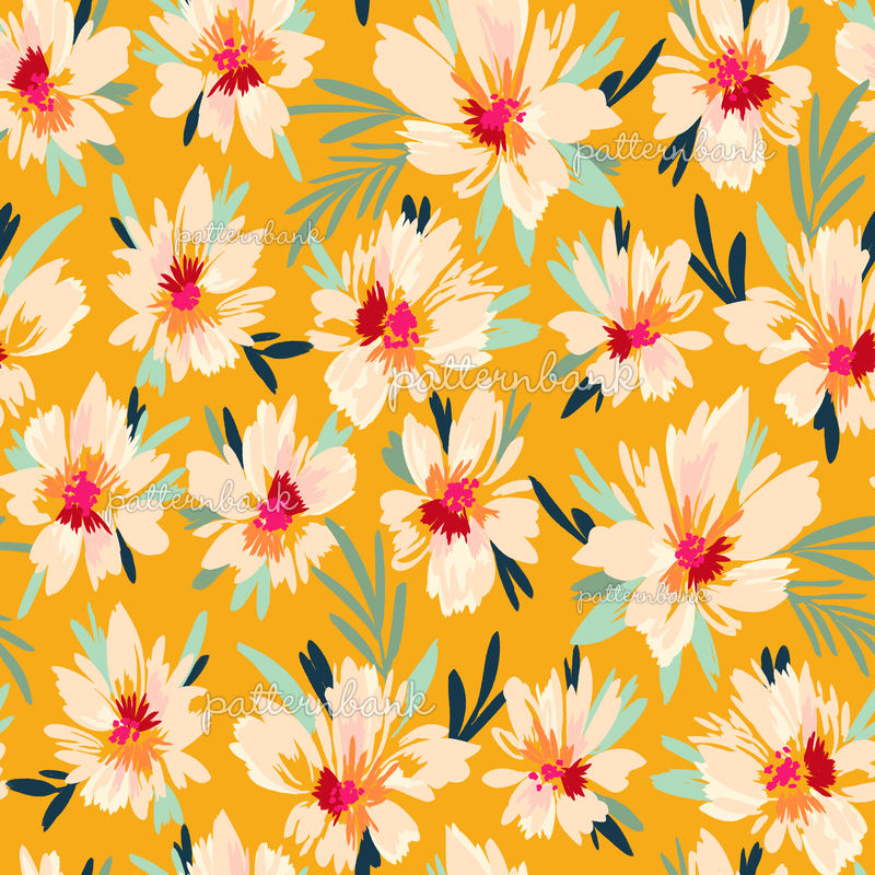 Seamless Hand Drawn Arsty Floral Print by The Pattern Lane Seamless ...