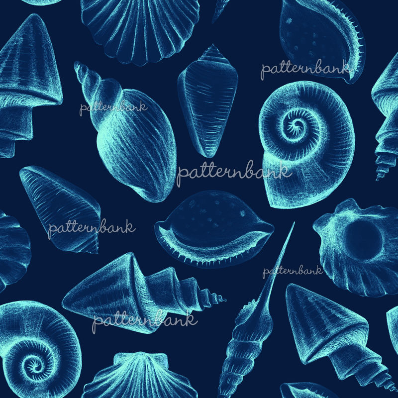 KS012 Blue Shells by Katarzyna Seamless Repeat Royalty-Free Stock ...