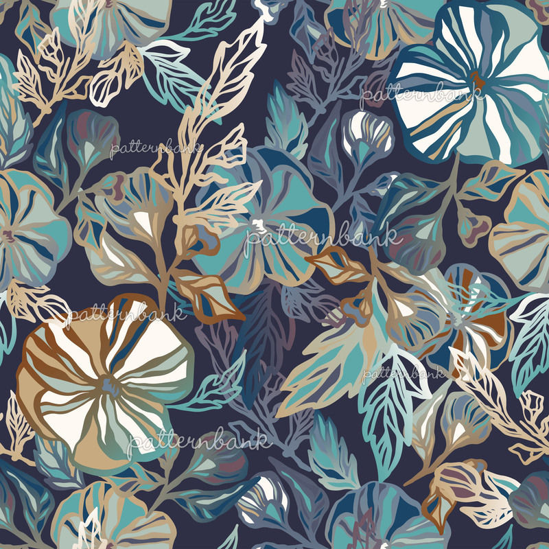 Muted Tropical Bloom_01 by Tatiana Lapteva Seamless Repeat Vector ...