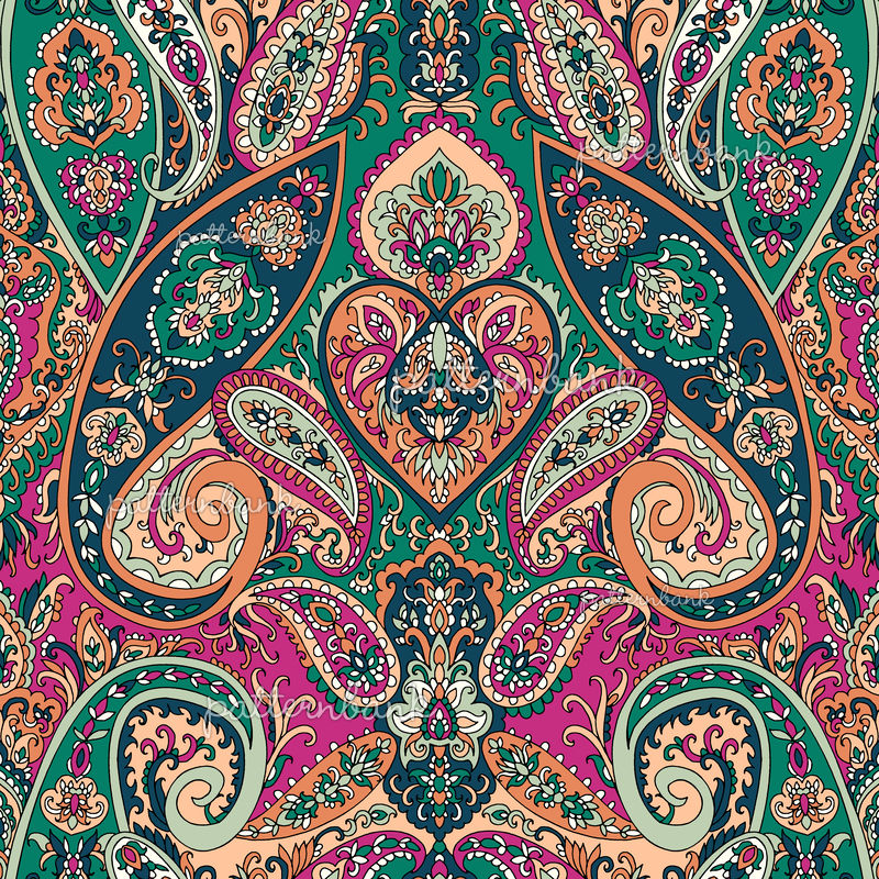 Jeans seamless pattern with indian paisley Vector Image
