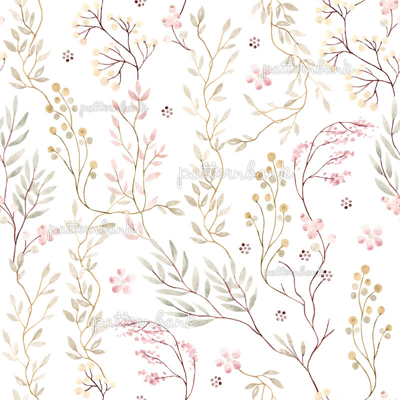 Subtle Watercolor Light Branches Pattern by Webvilla Studio Seamless ...