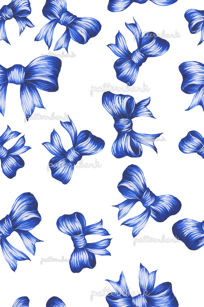 Conversational Blue Bow Pattern by Katerina Gri Seamless Repeat Royalty ...