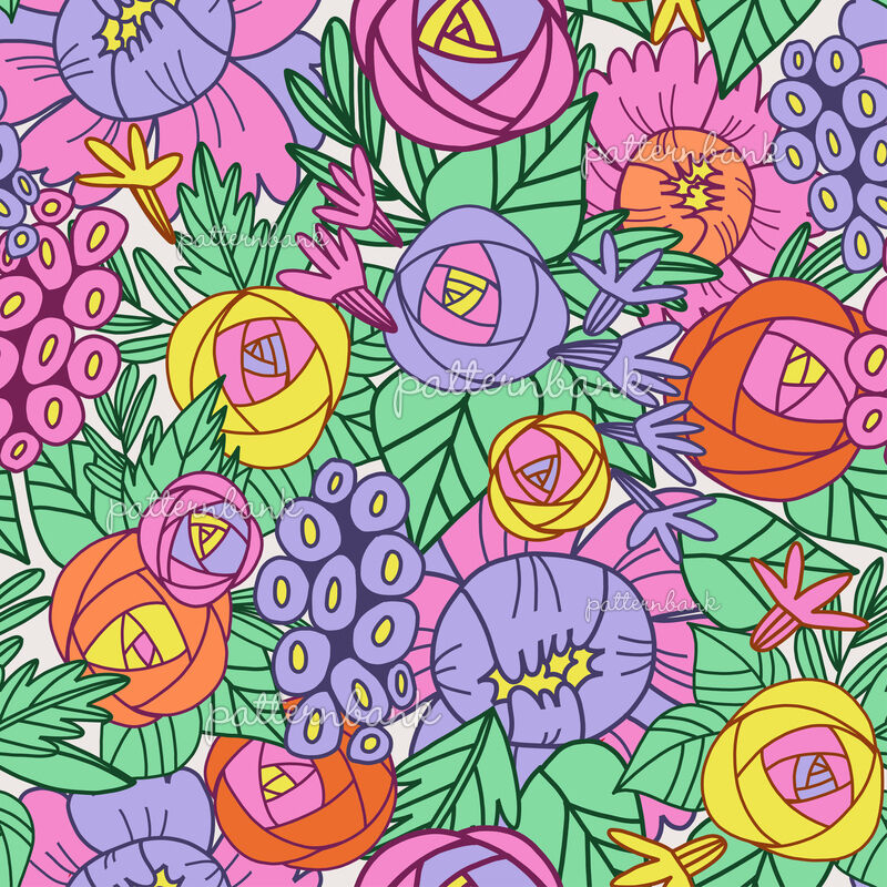 Summer Love Retro Flowers by Marusha Belle Seamless Repeat Vector ...