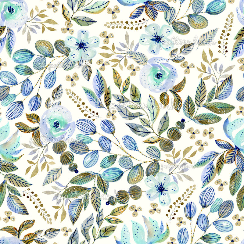 Light Blue Floral Watercolor Pattern by Webvilla Studio Seamless Repeat ...