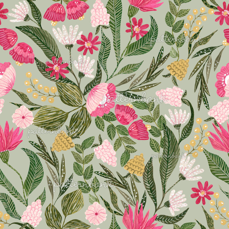 Floral Gouache Hand Painted Pattern by Webvilla Studio Seamless Repeat ...