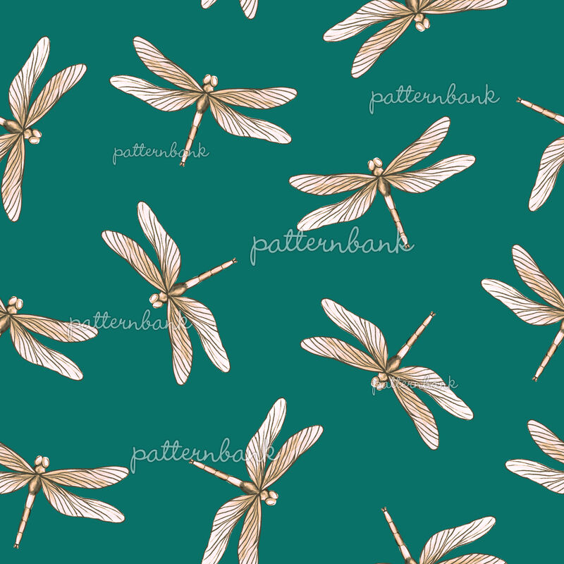 Dragonflies on Dark Teal by Taity Seamless Repeat Royalty-Free Stock